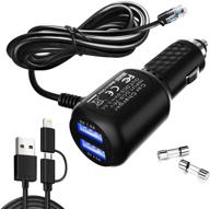 radar detector power cord with dual usb port charger (6.5ft) for uniden, escort, valentine, beltronics, passport, cobra and more (rj11) logo