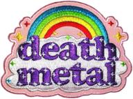 🌈 vibrant death metal rainbow stars iron-on patch: a unique and adorable addition! logo