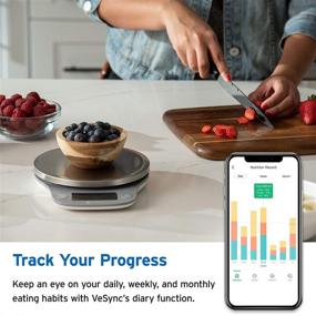 img 1 attached to 🍎 Etekcity Nutrition Smart Food Kitchen Scale: Digital Ounces and Grams for Cooking, Baking, Meal Prep, Dieting, and Weight Loss - 11 lbs (Bluetooth, Silver Stainless Steel)