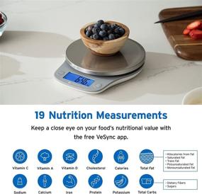 img 2 attached to 🍎 Etekcity Nutrition Smart Food Kitchen Scale: Digital Ounces and Grams for Cooking, Baking, Meal Prep, Dieting, and Weight Loss - 11 lbs (Bluetooth, Silver Stainless Steel)