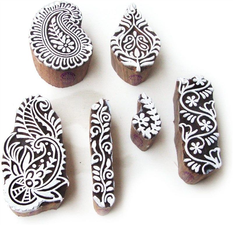 asian paisley designs wooden stamps 로고