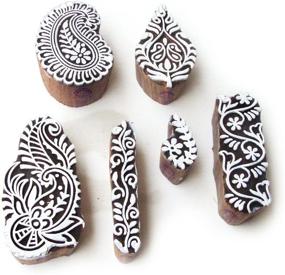 img 4 attached to 🍃 Set of 6 Wooden Block Stamps featuring Asian Leaf and Paisley Designs - Enhance SEO