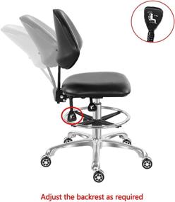 img 2 attached to Black Adjustable Rolling Stool Drafting Chair with Backrest and Footrest - Ideal for Guitar Shops, Pedicure Studios, and Workbenches