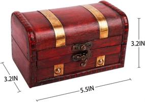 img 1 attached to 🏴 WaaHome Pirate Treasure Boxes - Adorable Small Wood Chest for Kids Gift and Home Decor (5.5''X3.2''X3.2'')