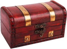 img 4 attached to 🏴 WaaHome Pirate Treasure Boxes - Adorable Small Wood Chest for Kids Gift and Home Decor (5.5''X3.2''X3.2'')