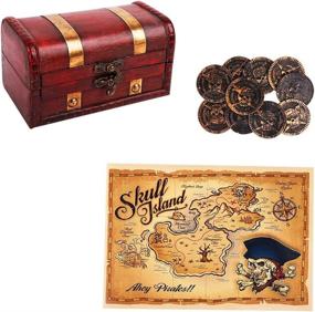 img 3 attached to 🏴 WaaHome Pirate Treasure Boxes - Adorable Small Wood Chest for Kids Gift and Home Decor (5.5''X3.2''X3.2'')