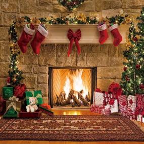 img 4 attached to 6x6ft Xmas Fireplace Tree Sock Theme Backdrop Photography Santa Garland Ball Xmas Party Background Party Banner Photo Booth Props - GYA