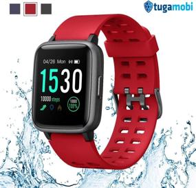 img 3 attached to tugamobi Smart Band SB501 - All-in-One Fitness Tracker with Heart Rate Monitor, Touch Screen, Step Tracker, Calorie Counter, Alarm Clock, and Water-Resistant Design (Red)