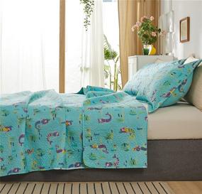 img 2 attached to 🧜 Ferdilan Kids Cozy Quilt Set: Lightweight All Season Bedding with Mermaid Seaweed Design - Twin Size, 3-Piece Reversible Bedspread Set with Matching Shams