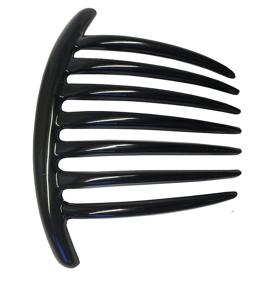img 2 attached to 🖤 Large Black Parcelona French Twist Comb Set of 2 - Celluloid Hair Comb with 7 Teeth (Black)