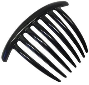 img 4 attached to 🖤 Large Black Parcelona French Twist Comb Set of 2 - Celluloid Hair Comb with 7 Teeth (Black)