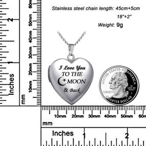 img 3 attached to 💕 I Love You to the Moon and Back Engraved Love Locket Necklace for Pictures