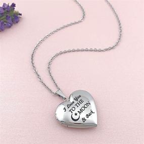 img 2 attached to 💕 I Love You to the Moon and Back Engraved Love Locket Necklace for Pictures