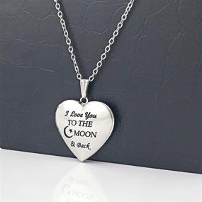 img 1 attached to 💕 I Love You to the Moon and Back Engraved Love Locket Necklace for Pictures