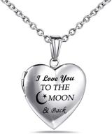 💕 i love you to the moon and back engraved love locket necklace for pictures logo