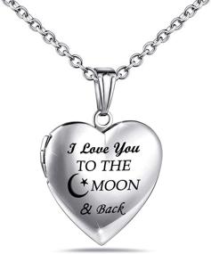 img 4 attached to 💕 I Love You to the Moon and Back Engraved Love Locket Necklace for Pictures