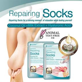 img 2 attached to 🦶 Epielle Intensive Repairing Foot Mask for Dry, Cracked Heels & Calluses (6pk) - Foot Spa Masks with Coconut Oil, Milk Extract & Hyaluronic Acid