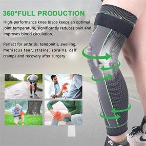 img 2 attached to 🦵 1 Pair of Compression Leg Sleeves with Elastic Straps for Men & Women - Extra Long Leg Braces Knee Sleeve for Basketball, Football, Knee Pain, Workouts, Joint Pain, Arthritis, Running, ACL Support