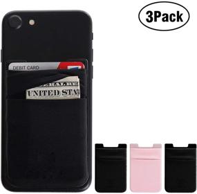 img 4 attached to 📱 Convenient Cell Phone Stick on Wallet: 3 Packs of ID, Credit Card & Business Card Holder – Compatible with iPhone, Android and Most Smartphones (Black + Pink)