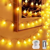 🌍 mussozy globe string lights - 40 led 20 ft, 8 modes, waterproof battery operated bulb fairy string lights with remote and timer - ideal for indoor outdoor christmas birthday party bedroom decoration, in warm white логотип