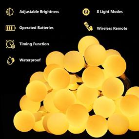 img 1 attached to 🌍 Mussozy Globe String Lights - 40 LED 20 Ft, 8 Modes, Waterproof Battery Operated Bulb Fairy String Lights with Remote and Timer - Ideal for Indoor Outdoor Christmas Birthday Party Bedroom Decoration, in Warm White