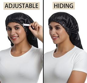 img 1 attached to 🎀 Ultimate Protection for Braids & Curly Hair: SAYMRE Satin Bonnet Silky Sleep Cap - Adjustable and High-Quality