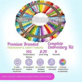 img 2 attached to 🧵 Premium Embroidery Floss Thread and Friendship Bracelets String Set - 125 Pieces - Ideal for Sewing, Cross Stitching, and Craft Projects - Includes Bobbins, Needles, and DMC Color Card for easy reference