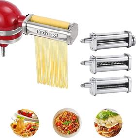 img 4 attached to 🍝 Pasta Attachment Set for KitchenAid Stand Mixers: Includes Cleaning Brush, Pasta Sheet Roller, Fettuccine Cutter, Spaghetti Cutter