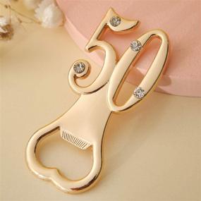 img 1 attached to 🎉 Stylish Black and Gold 50th Birthday and Wedding Anniversary Party Favors - 15 Pcs Bottle Opener Set