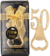 🎉 stylish black and gold 50th birthday and wedding anniversary party favors - 15 pcs bottle opener set logo