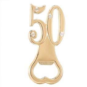 img 3 attached to 🎉 Stylish Black and Gold 50th Birthday and Wedding Anniversary Party Favors - 15 Pcs Bottle Opener Set