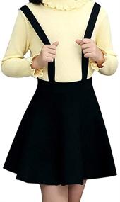 img 3 attached to Adorable Girls' Suspender Knit Flare A-Line Dress: Perfect Uniform School Outfits for Baby Kids