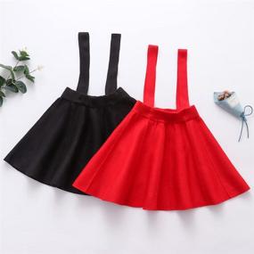 img 1 attached to Adorable Girls' Suspender Knit Flare A-Line Dress: Perfect Uniform School Outfits for Baby Kids