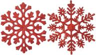 christmas glitter snowflake ornaments - 36ct red plastic snowflake hanging decorations for xmas tree, wedding & home логотип