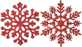 img 4 attached to Christmas Glitter Snowflake Ornaments - 36CT Red Plastic Snowflake Hanging Decorations for Xmas Tree, Wedding & Home