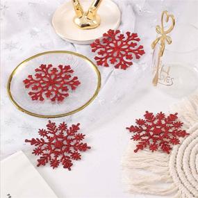 img 2 attached to Christmas Glitter Snowflake Ornaments - 36CT Red Plastic Snowflake Hanging Decorations for Xmas Tree, Wedding & Home