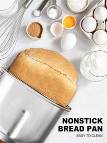 img 1 attached to 🥖 MICHELANGELO Stainless Steel Bread Machine Maker - 2.2LB 15-in-1 Automatic Bread Maker Gluten Free, Nonstick Pan - 1 Hour Keep Warm - 3 Loaf Sizes - 3 Crust Colors - Recipes Included