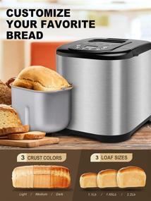 img 2 attached to 🥖 MICHELANGELO Stainless Steel Bread Machine Maker - 2.2LB 15-in-1 Automatic Bread Maker Gluten Free, Nonstick Pan - 1 Hour Keep Warm - 3 Loaf Sizes - 3 Crust Colors - Recipes Included