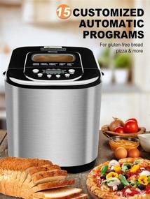 img 3 attached to 🥖 MICHELANGELO Stainless Steel Bread Machine Maker - 2.2LB 15-in-1 Automatic Bread Maker Gluten Free, Nonstick Pan - 1 Hour Keep Warm - 3 Loaf Sizes - 3 Crust Colors - Recipes Included