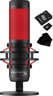 микрофон hyperx quadcast usb multi-pattern electret condenser версии 2020 для ps4, 🎙️ пк, mac | красно-черный | антивибрационное держатель для подавления шумов, защитный фильтр от поп-звуков | набор kwalicable логотип