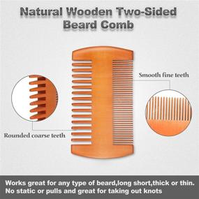 img 2 attached to 🏻 Beard Comb Set - 3 Natural Sandalwood Wooden Combs with Dual Action Teeth, Including Pocket Faux Leather Case - for Beards and Mustaches (Black, Yellow, Brown)