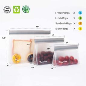 img 3 attached to 👜 12 Reusable Food Storage Bags: Eco-friendly Stand-Up Freezer Bags for Snacks, Lunch, and Sandwiches - Ideal for Kids