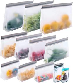 img 4 attached to 👜 12 Reusable Food Storage Bags: Eco-friendly Stand-Up Freezer Bags for Snacks, Lunch, and Sandwiches - Ideal for Kids