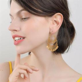 img 1 attached to 💃 Indian Gypsy Dangle Earrings for Women - Boho Vintage Coin Hook Drop Earrings for Girls