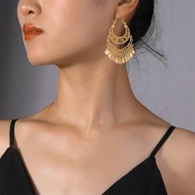 img 3 attached to 💃 Indian Gypsy Dangle Earrings for Women - Boho Vintage Coin Hook Drop Earrings for Girls