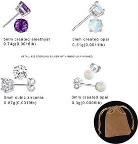 img 1 attached to Hypoallergenic Sterling Silver Stud Earrings Set - Perfect Jewelry 💎 Gifts for Women and Teen Girls (Amethyst Opal CZ Pack of 4)