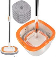 🧹 360 self-wringing mop and bucket system with wringer, comb, 6 washable refills, telescopic handle - ideal for efficient cleaning on various floor types logo