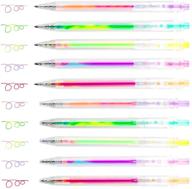 ✍️ 10 pack of magic gel pens: tomorotec retractable colored ballpoint pen set for class notes, doodling, scrapbooking, drawing, sketching, anime, artist illustrating, and office documents logo