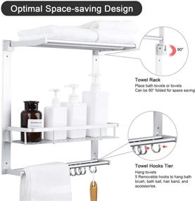img 2 attached to 🚿 Aoyar Bathroom Shelf with Towel Bar - Wall Mounted Shower Shelves for Bath Towel Storage, Home Toilet 3-Layer Rack - Space Aluminum (Rustproof)