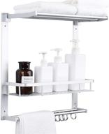 🚿 aoyar bathroom shelf with towel bar - wall mounted shower shelves for bath towel storage, home toilet 3-layer rack - space aluminum (rustproof) logo